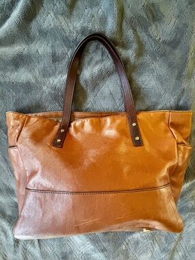 J.Crew Soft Leather Tote Bag Cognac Brown